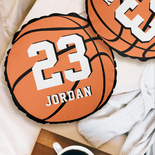 Basketball Orange Ball Benutzerdefinierter Name & Rundes Kissen
