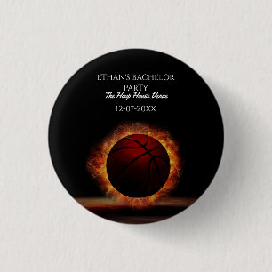 Basketball Orange Black Bachelor / Geburtstagspart Button