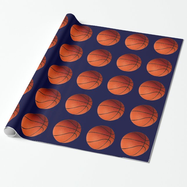 Basketball Orange & Blue Weihnachtswrapping Papier Geschenkpapier (Ungerollt)