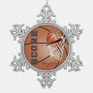 Basketball   Orange Brown   Personalisieren Schneeflocken Zinn-Ornament