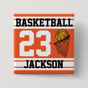 Basketball Orange & White Streifen DIY Text Button