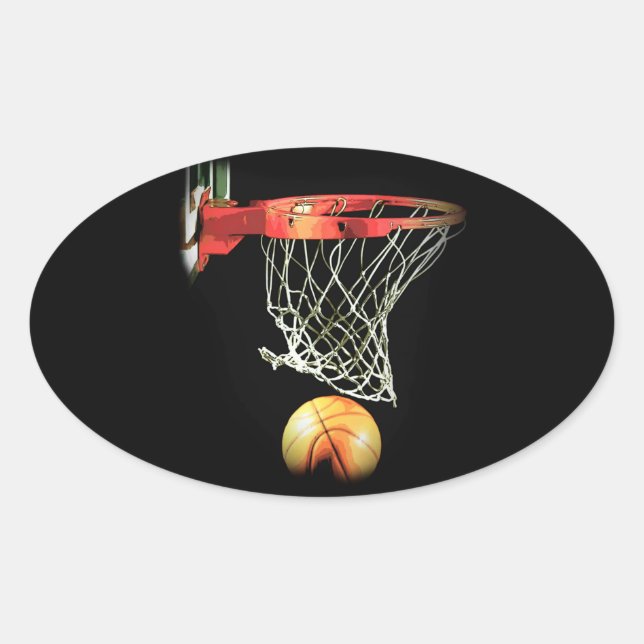 Basketball Ovaler Aufkleber (Vorderseite)