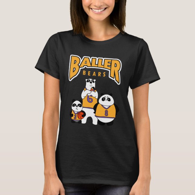 Basketball Panda Bären mit verdecktem Polar Bär T-Shirt (Vorderseite)