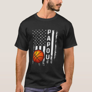 Basketball Papou American Flag Weihnachten Weihnac T-Shirt
