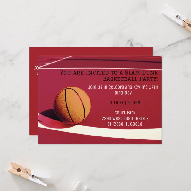 Basketball-Party Einladung (Vorderseite/Rückseite Beispiel)