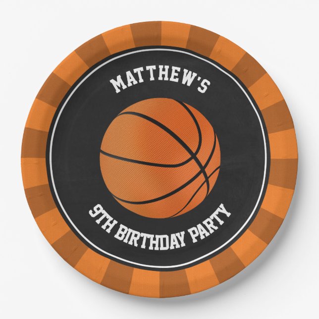 Basketball Party Kuchen Abendessen Teller Personal (Vorderseite)