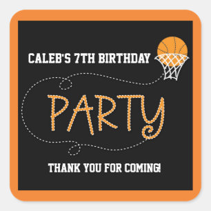 BASKETBALL-PARTY-TYPOGRAFIE Cute Sticker Label
