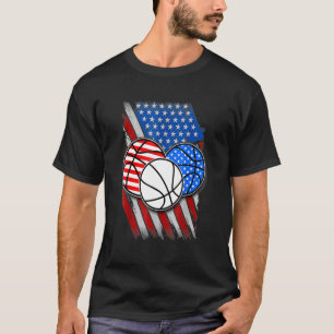 Basketball Patriotische Amerikanische Flagge 4. Ju T-Shirt