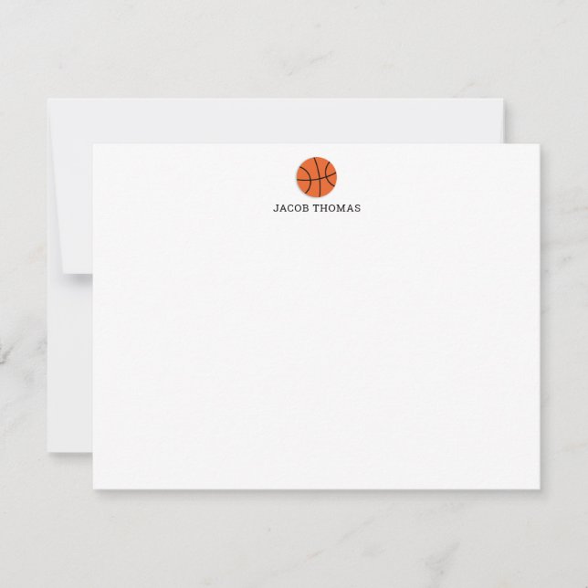 Basketball Personalisiert Kids Stationery Flat Mitteilungskarte (Vorderseite)