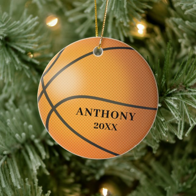 Basketball Personalisiert Weihnachten Keramik Ornament (Baum)
