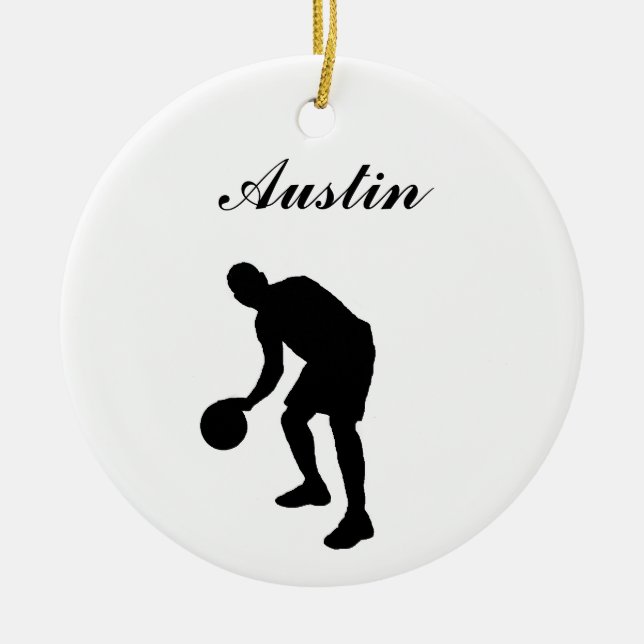 Basketball-personalisierte Weihnachtsverzierung Keramikornament (Vorne)
