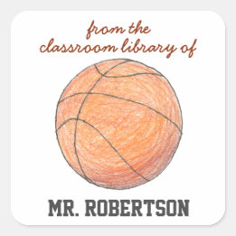 Basketball personalisierter Lehrer Geschenk Buchze Quadratischer Aufkleber