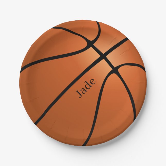 Basketball Personalisierter Name Geburtstag Pappteller (Vorderseite)