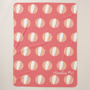 Basketball Personalisierter Name Koralle Weiß Cust Sherpadecke