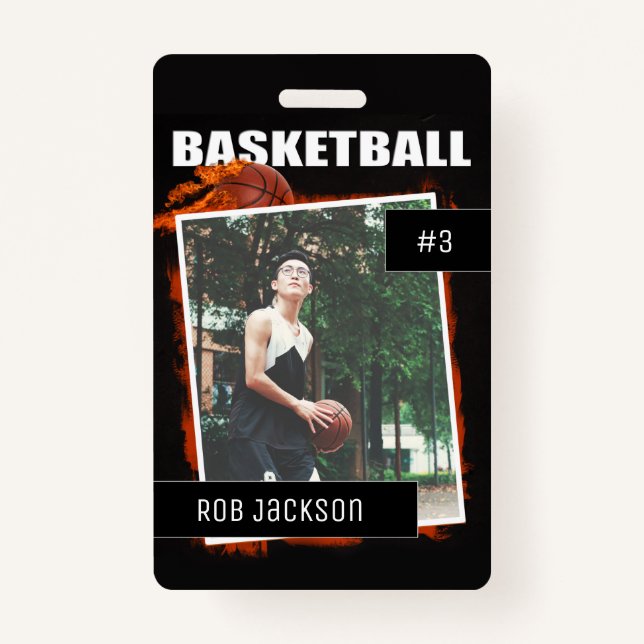 Basketball Personalisiertes Foto Abzeichen Ausweis (Vorderseite)