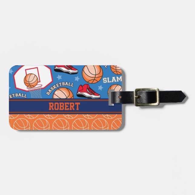 BASKETBALL Personalisiertes Sportteam Name Gepäckanhänger (Vorderseite horizontal)
