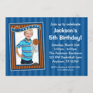 Basketball photo Invitations bleues de la fête d'a