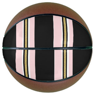 Basketball Pink & Weiß Gold Schwarz Streifen