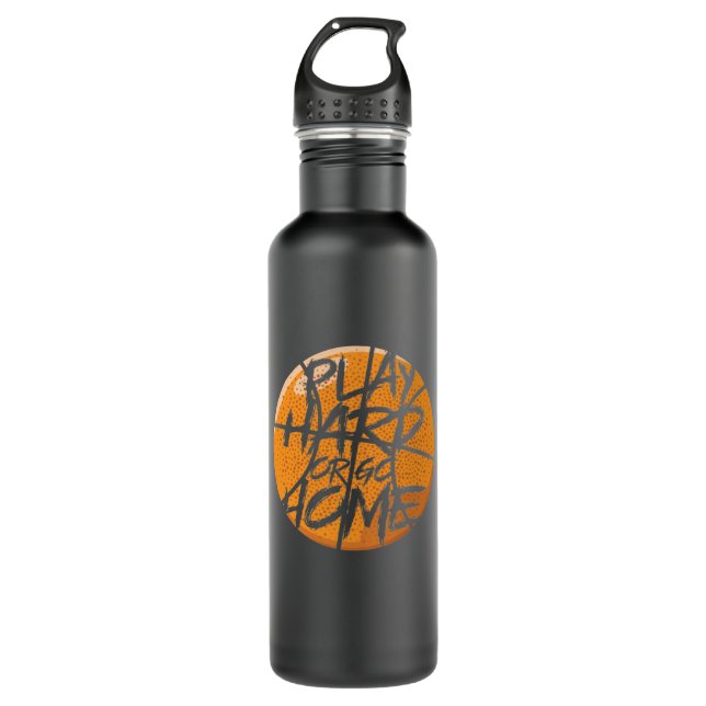 Basketball "Play Hard or Go Home" Edelstahlflasche (Vorderseite)