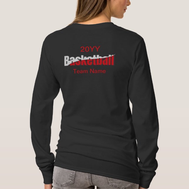 Basketball Player Abstrakt Swish - Word Art T-Shirt (Rückseite)