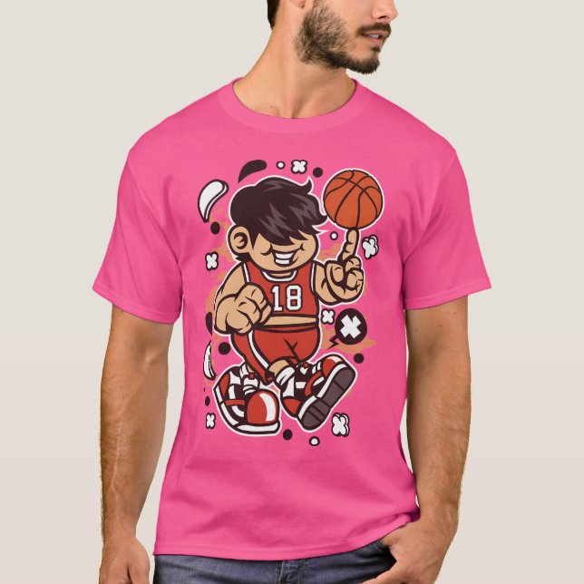 Basketball-Player-Cartoon-Charakter - Funny für T-Shirt (Vorderseite)