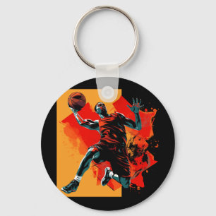 Basketball Player Dunking Basket Schlüsselanhänger