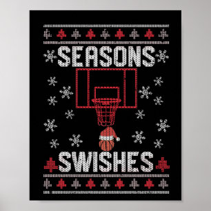 Basketball Player Fan Ugly Christmas PJ Poster