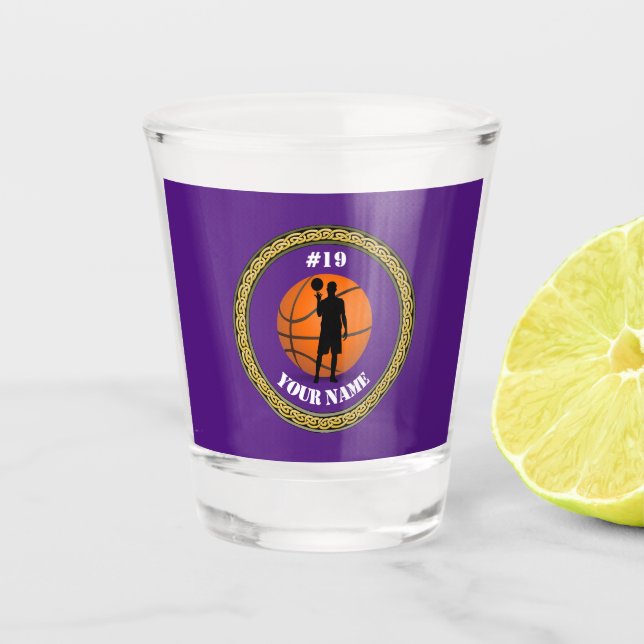 Basketball-Player für Shot Glass - Name und Nummer Schnapsglas (Vorderseite)