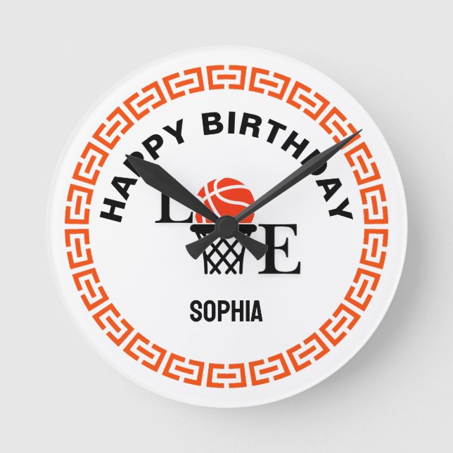 Basketball Player Girl, Basketball Girl  Birthday Runde Wanduhr (Vorderseite)
