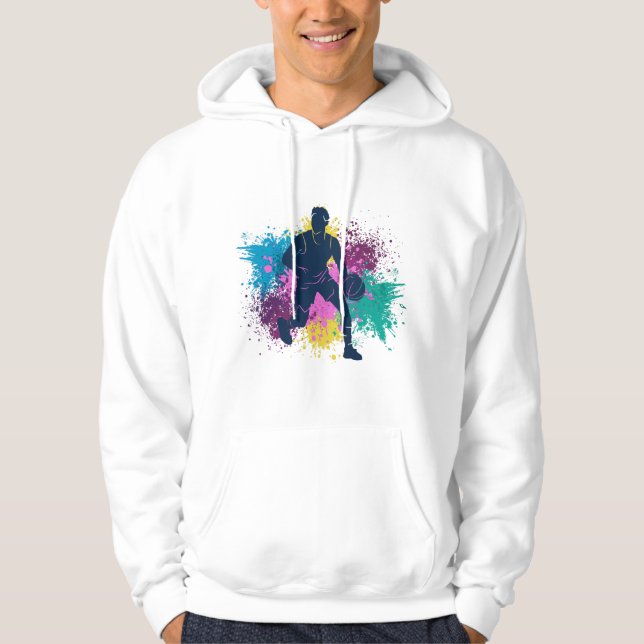 Basketball-Player grungy Color Splashes Hoodie (Vorderseite)
