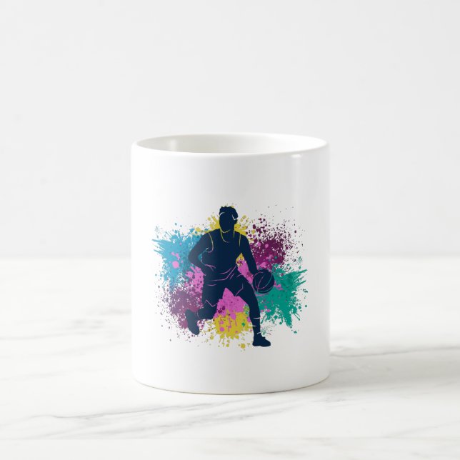Basketball-Player grungy Color Splashes Kaffeetasse (Mittel)
