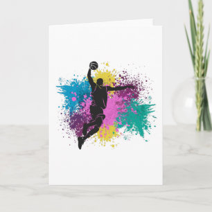 Basketball-Player grungy Color Splashes Karte
