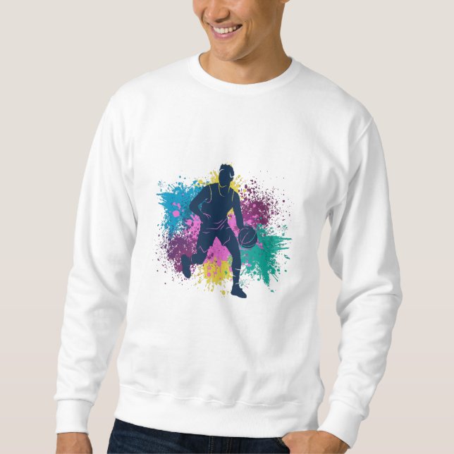Basketball-Player grungy Color Splashes Sweatshirt (Vorderseite)