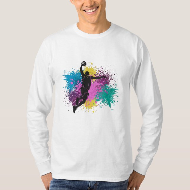 Basketball-Player grungy Color Splashes T-Shirt (Vorderseite)