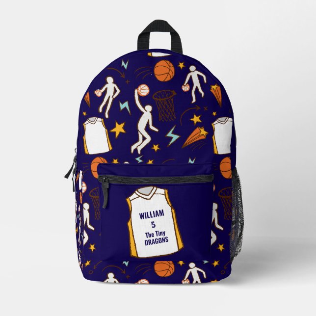 Basketball Player Personalized Name Number Subject Bedruckter Rucksack (Vorderseite)