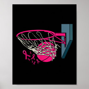 Basketball Player Pink Ribbon Brustkrebs Awaren Poster