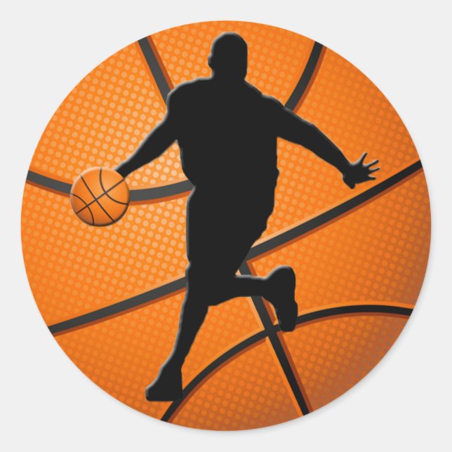 BASKETBALL PLAYER RUNDER AUFKLEBER (Vorderseite)