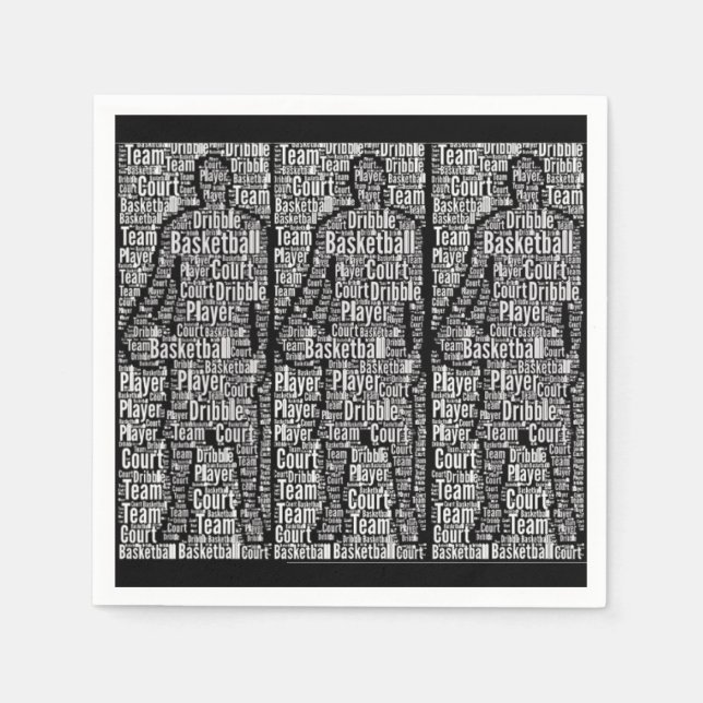 Basketball Player Schwarz-weiß Paper Napkins Serviette (Vorderseite)