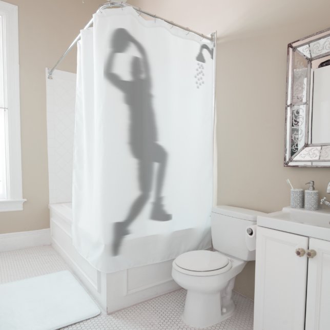 Basketball Player Silhouette Schatten im Hintergru Duschvorhang (Beispiel)