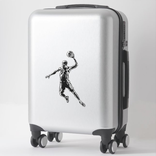 Basketball Player Slam Dunk Dunkles Design Aufkleber (Koffer)
