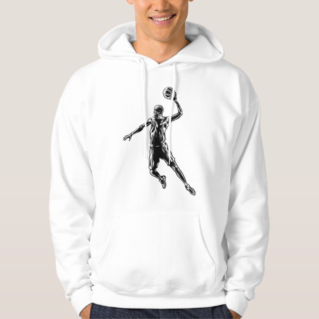 Basketball Player Slam Dunk Dunkles Design Hoodie (Vorderseite)