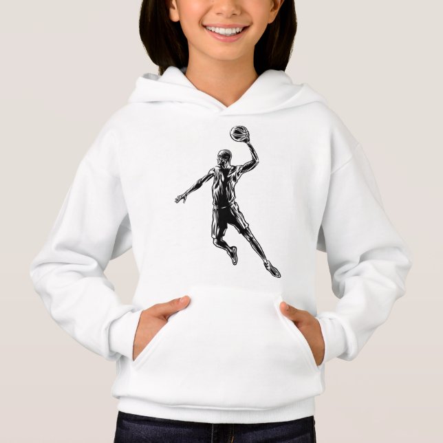Basketball Player Slam Dunk Dunkles Design Hoodie (Vorderseite)
