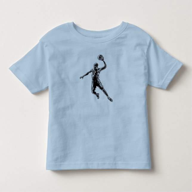 Basketball Player Slam Dunk Dunkles Design Kleinkind T-shirt (Vorderseite)
