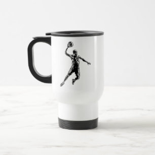 Basketball Player Slam Dunk Dunkles Design Reisebecher