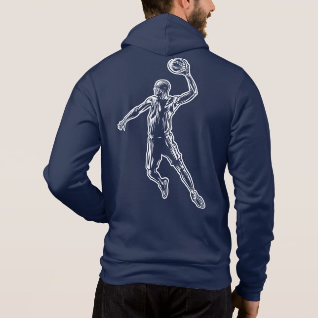 Basketball Player Slam Dunk Lichtdesign Hoodie (Rückseite)