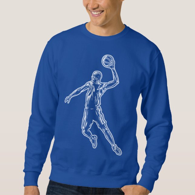 Basketball Player Slam Dunk Lichtdesign Sweatshirt (Vorderseite)