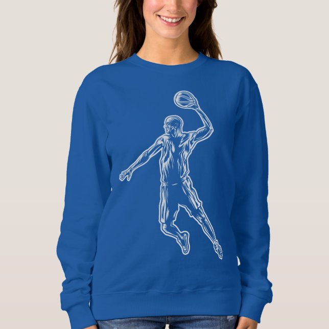 Basketball Player Slam Dunk Lichtdesign Sweatshirt (Vorderseite)