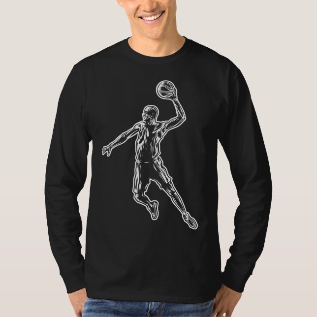 Basketball Player Slam Dunk Lichtdesign T-Shirt (Vorderseite)