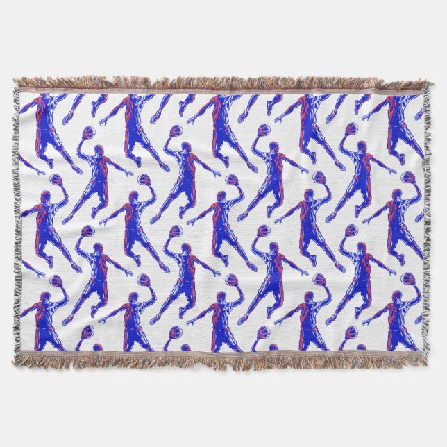 Basketball Player Slam Dunk, Rot und Blau Design Decke (Vorderseite)