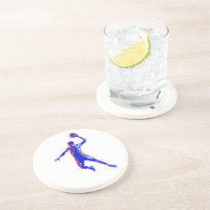Basketball Player Slam Dunk, Rot und Blau Design Getränkeuntersetzer
